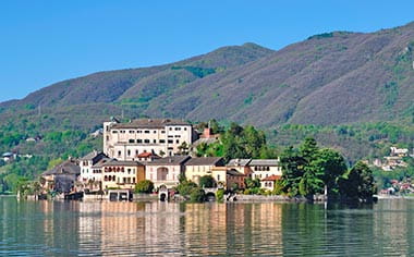 San Giulio Island on Lake Orta in Piedmont, Italy